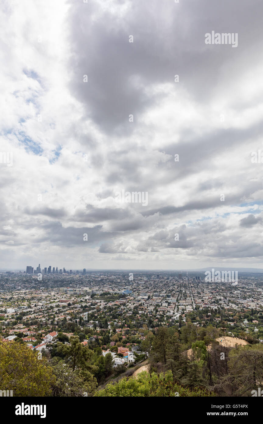 Skyline of Los Angeles city with many clouds Stock Photo - Alamy