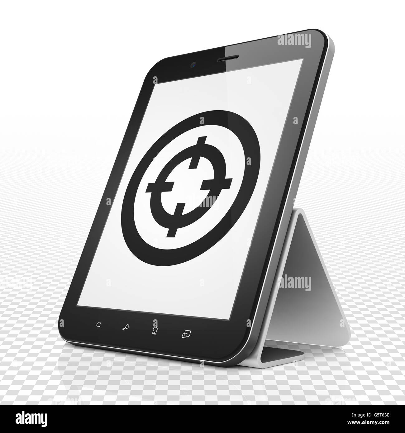 Finance concept: Tablet Computer with Target on display Stock Photo - Alamy