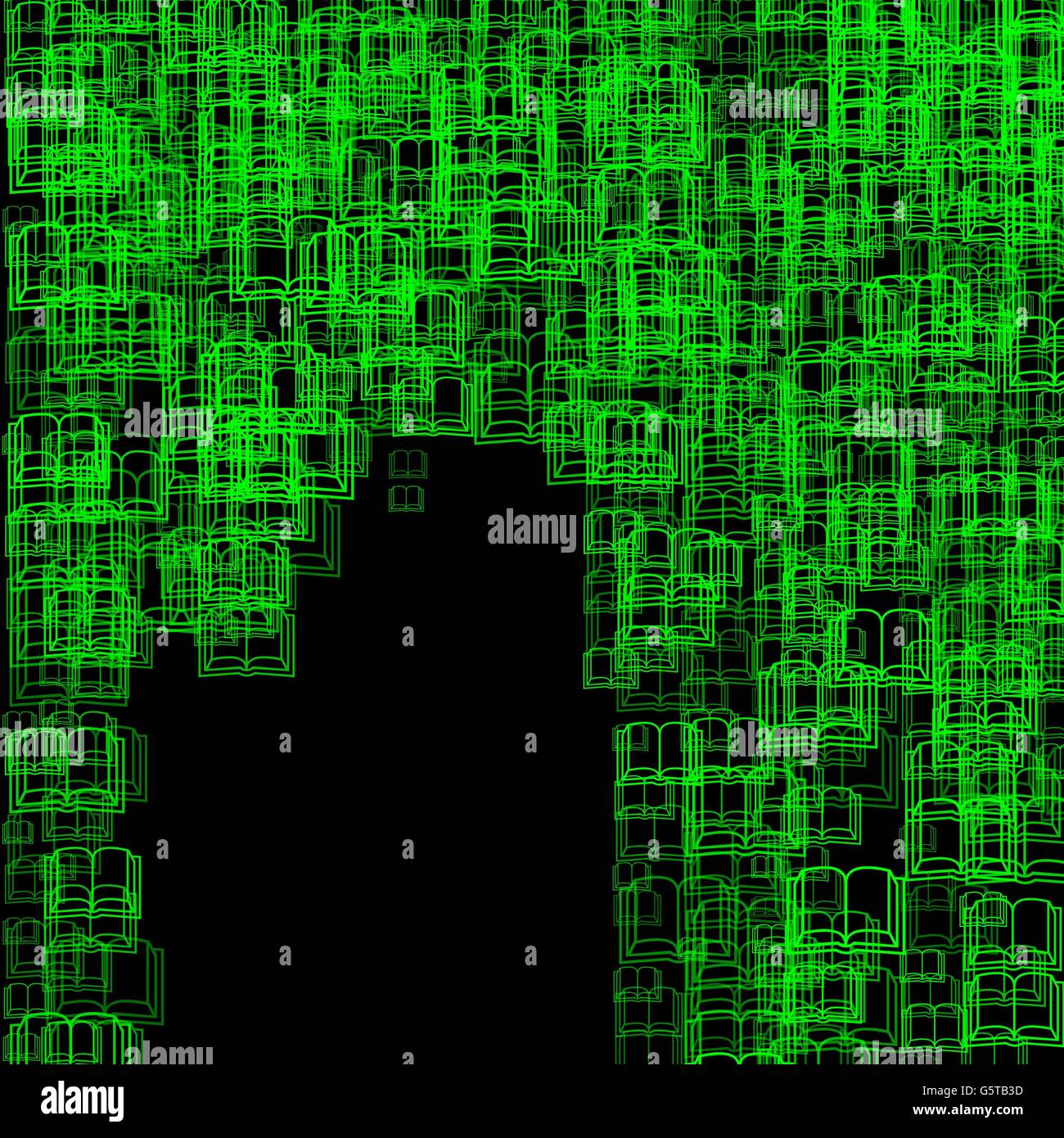 Computer generated green Random open book background Stock Photo - Alamy