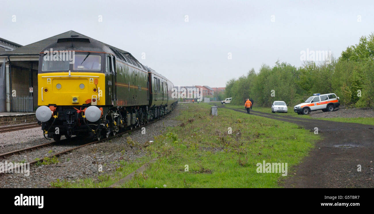 Royalty - Queen Elizabeth II Golden Jubilee. The Royal train in a secure siding referred to by royal staff as 'stabling' near Darlington. Stock Photo