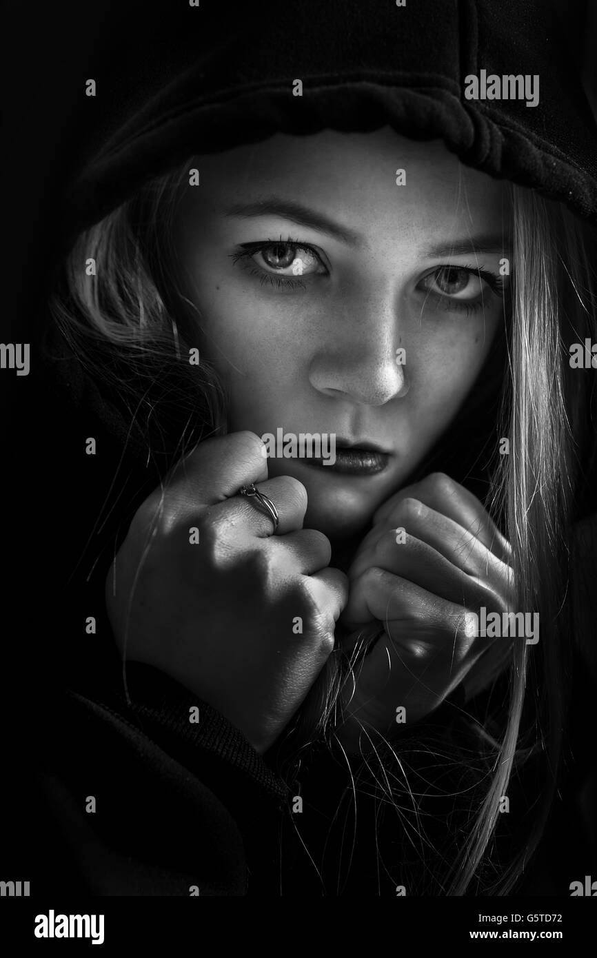 Upset teen girl Black and White Stock Photos & Images - Alamy