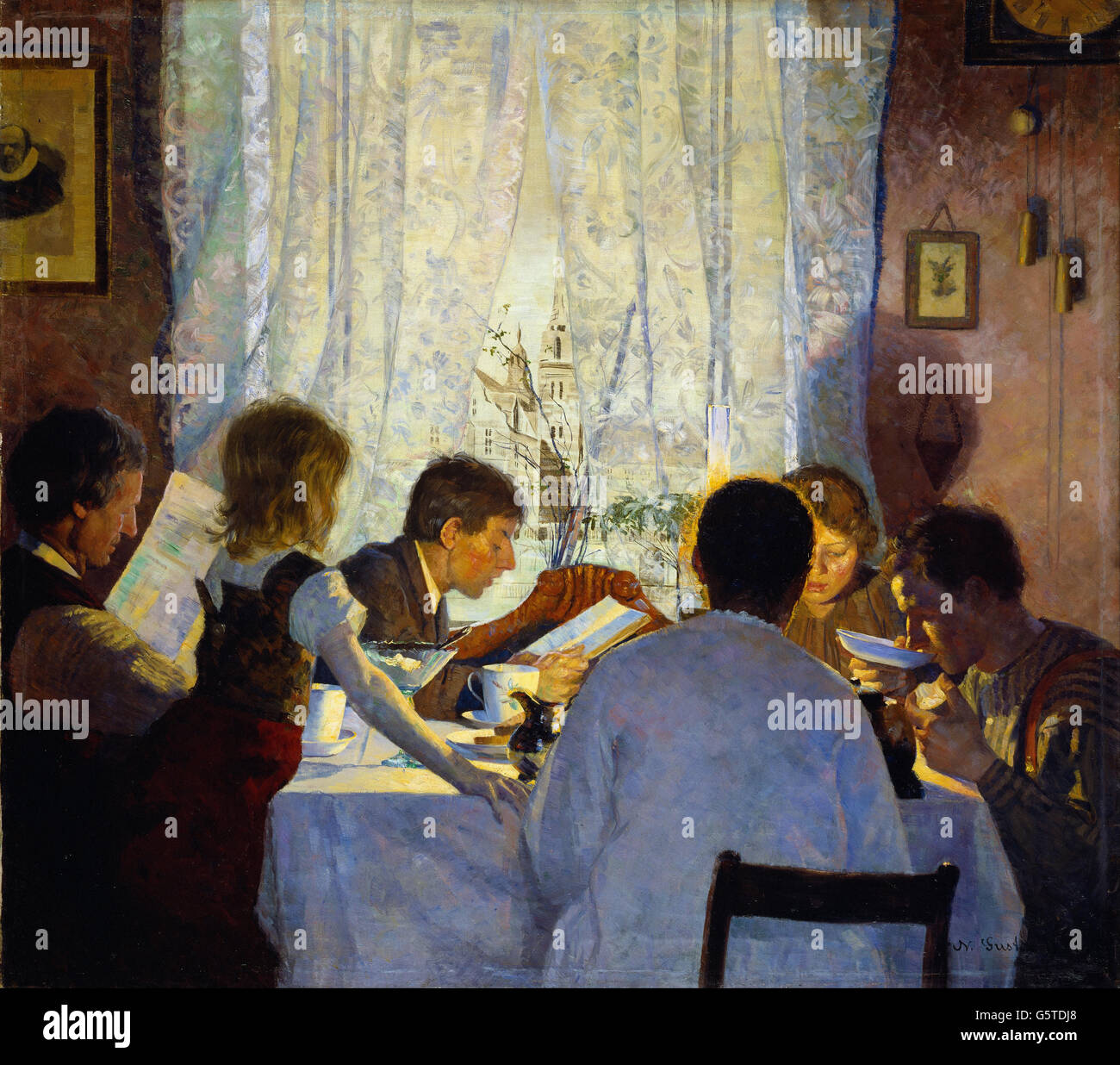 Gustav Wentzel - Breakfast II. The Artist's Family Stock Photo