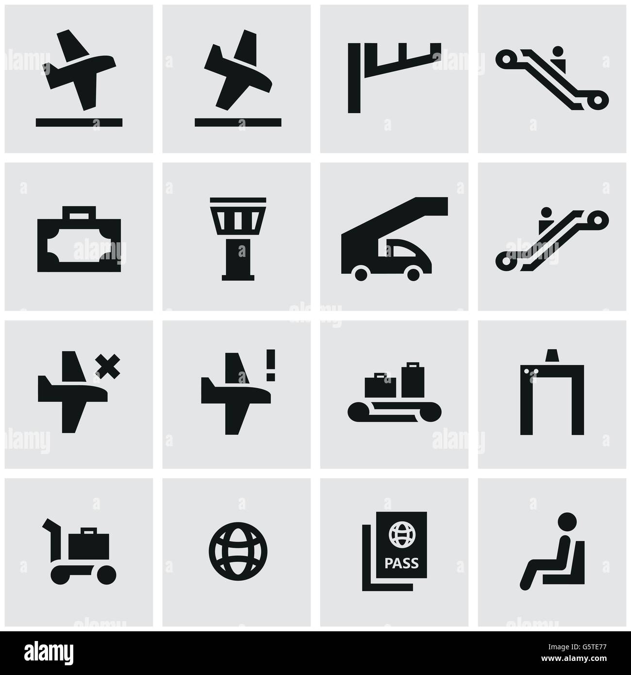 Vector black airport icon set Stock Vector Image & Art - Alamy