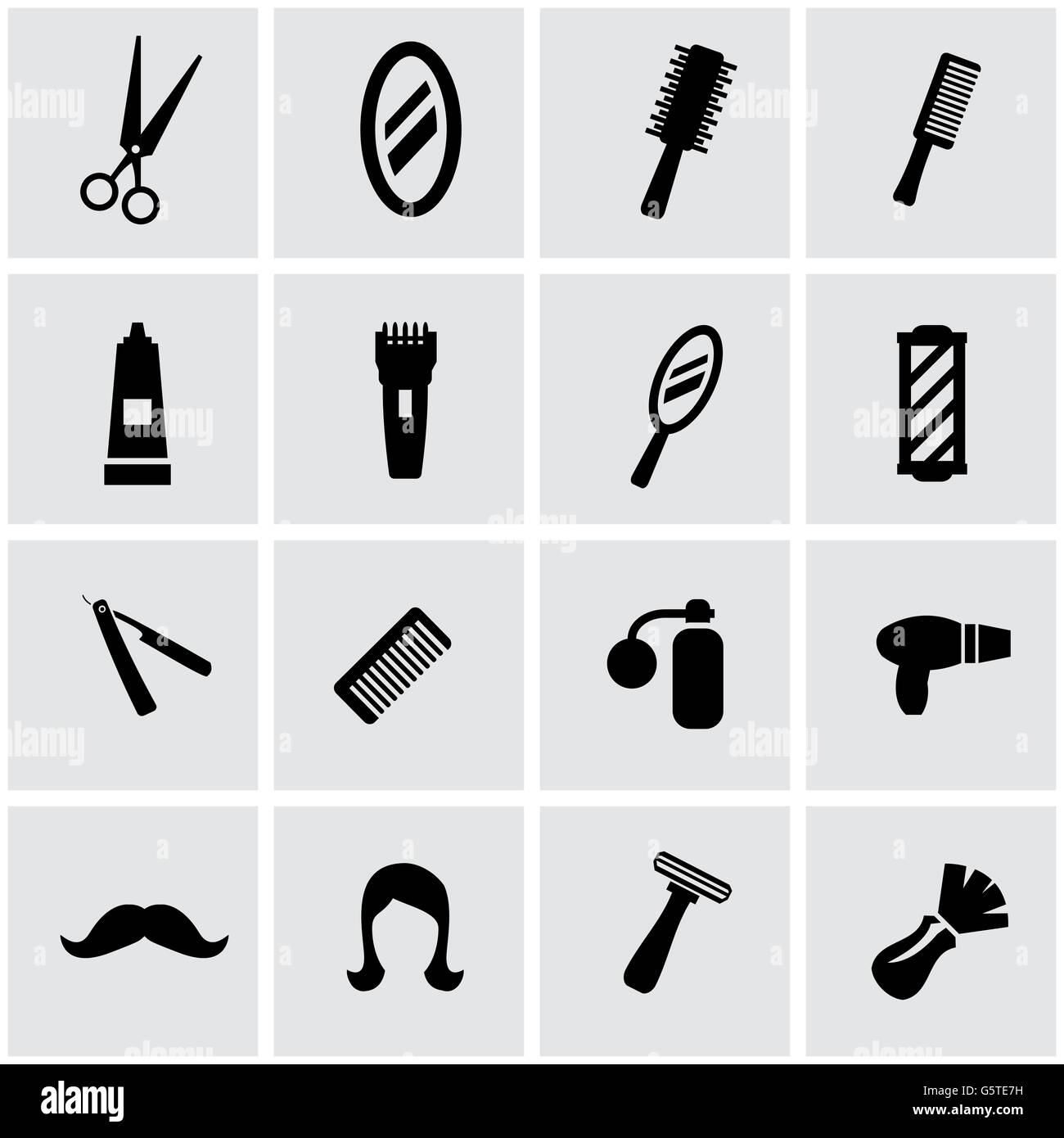 Vector black barber icon set Stock Vector Image & Art - Alamy
