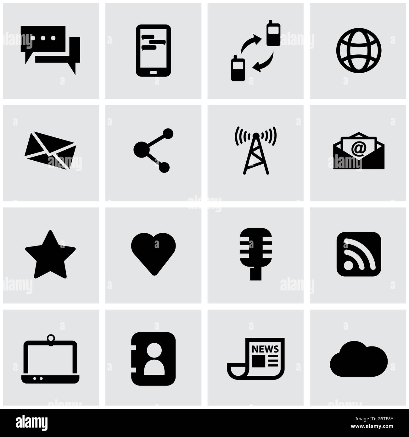 Vector black communication icon set Stock Vector Image & Art - Alamy