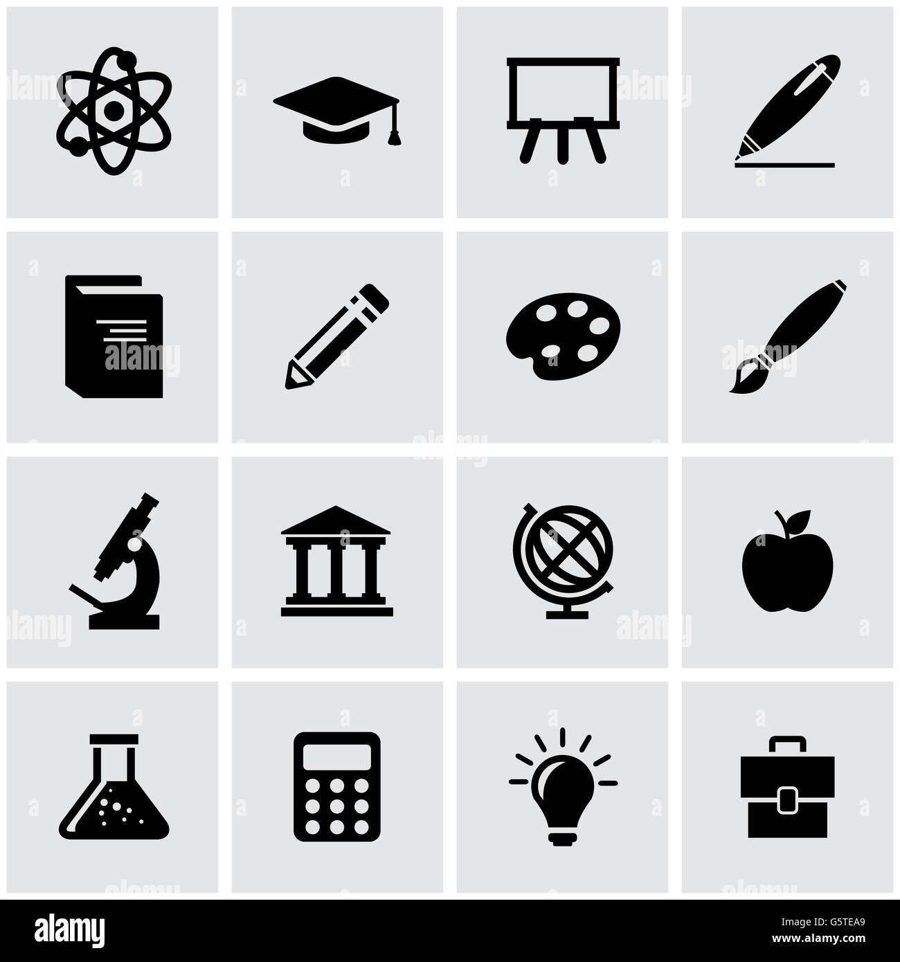 Vector black education icon set Stock Vector Image & Art - Alamy
