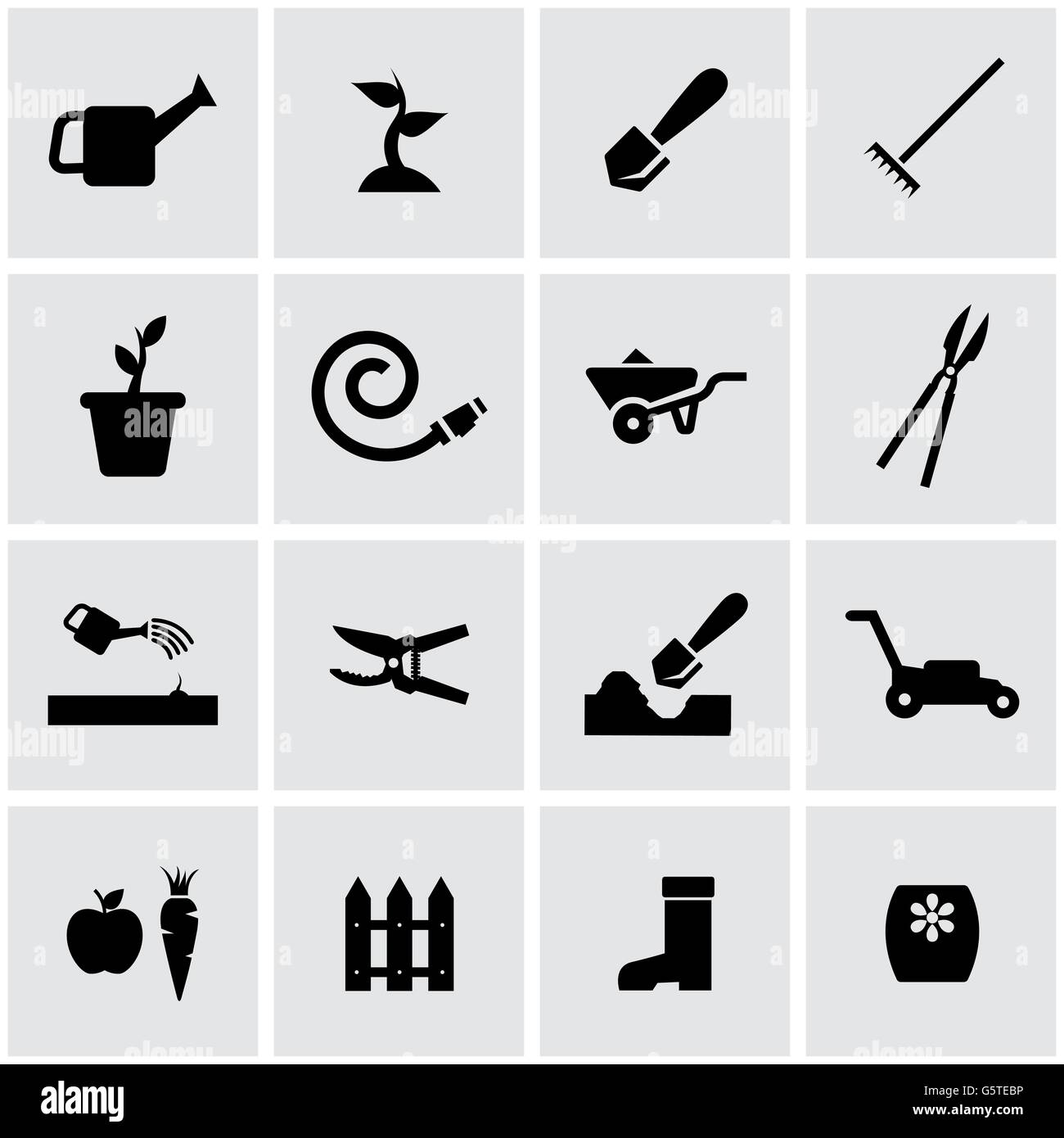 Vector black gardening icon set Stock Vector Image & Art - Alamy