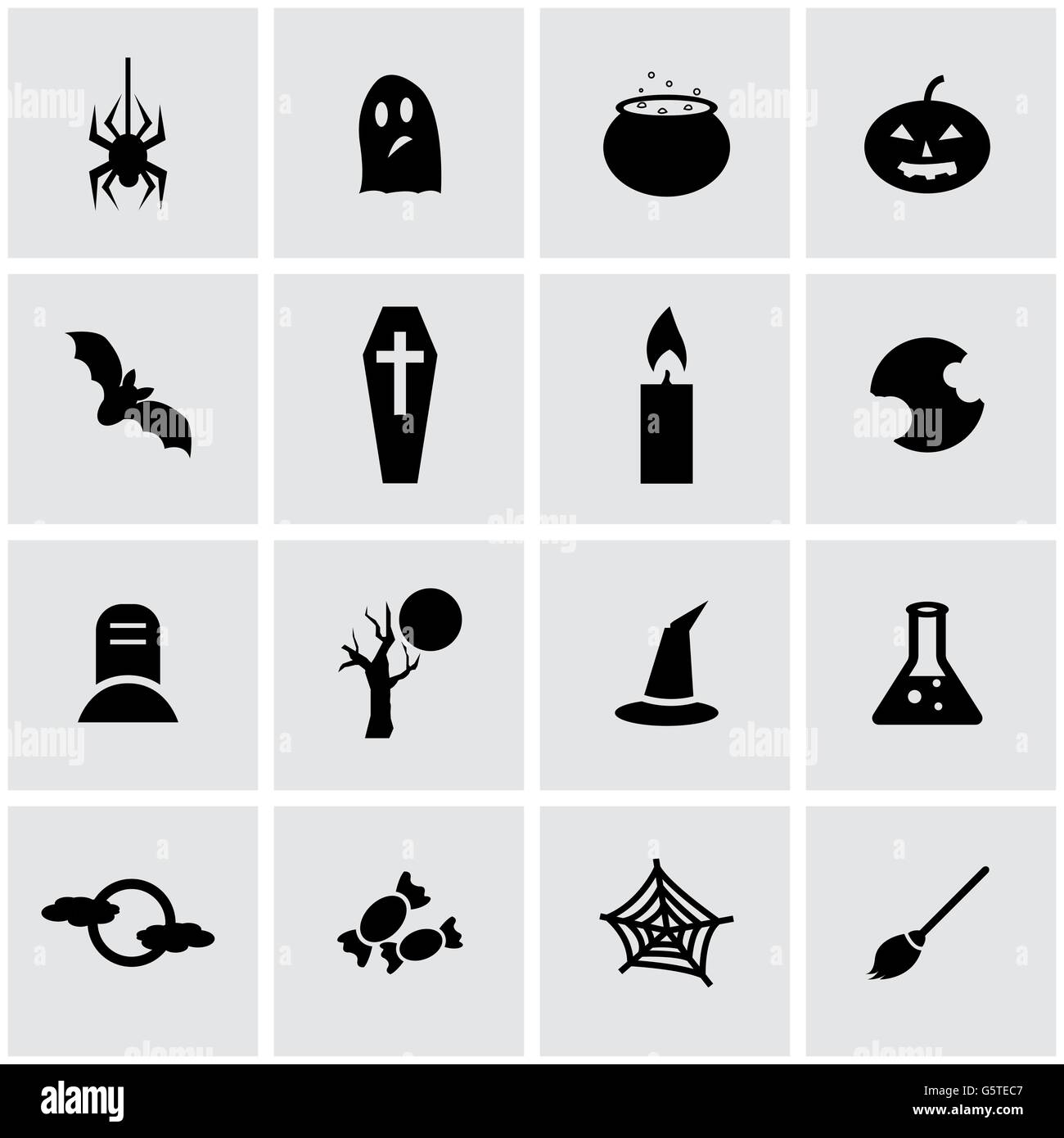 Vector black halloween icon set Stock Vector Image & Art Alamy