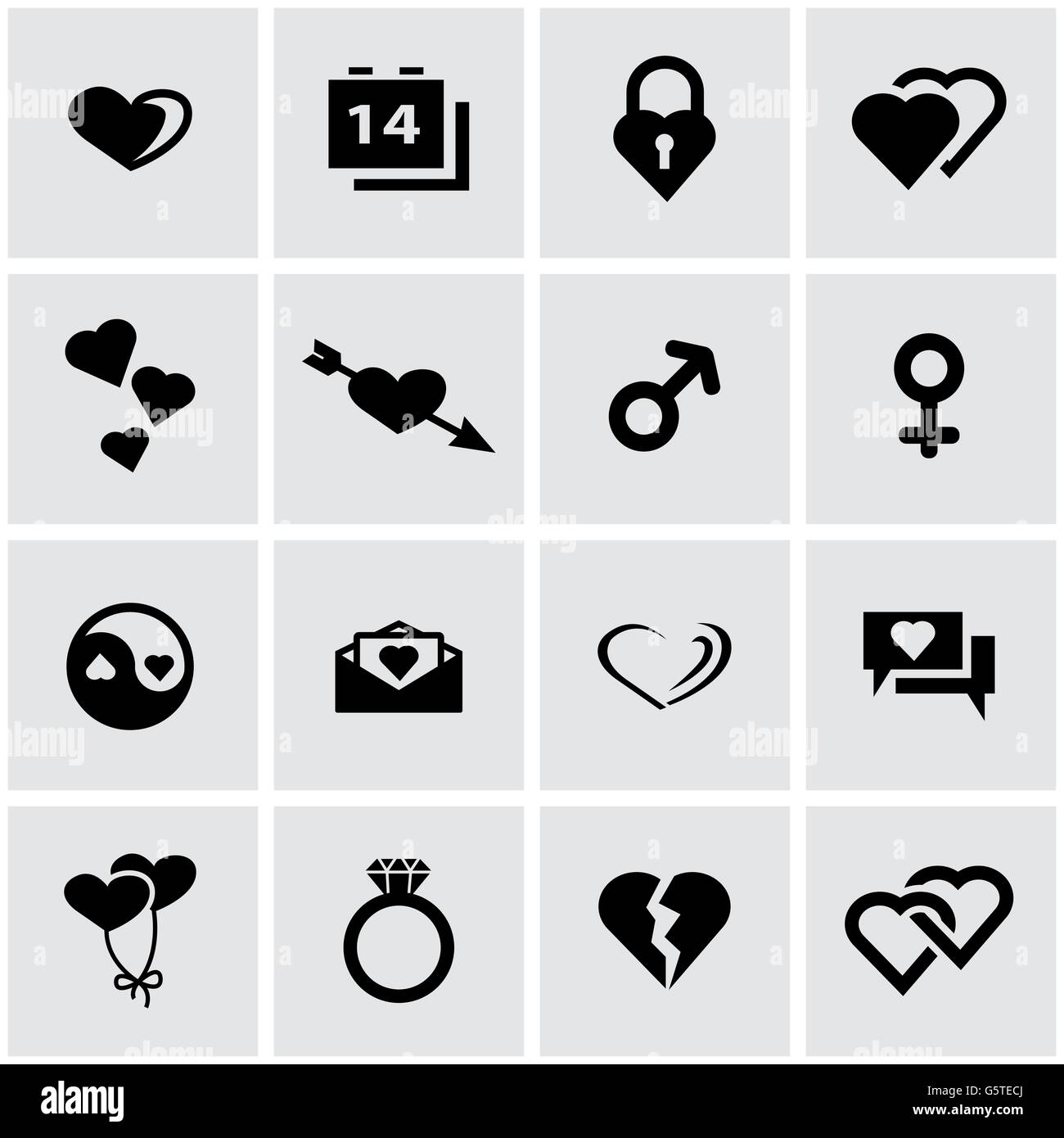 Vector black love icon set Stock Vector Image & Art - Alamy
