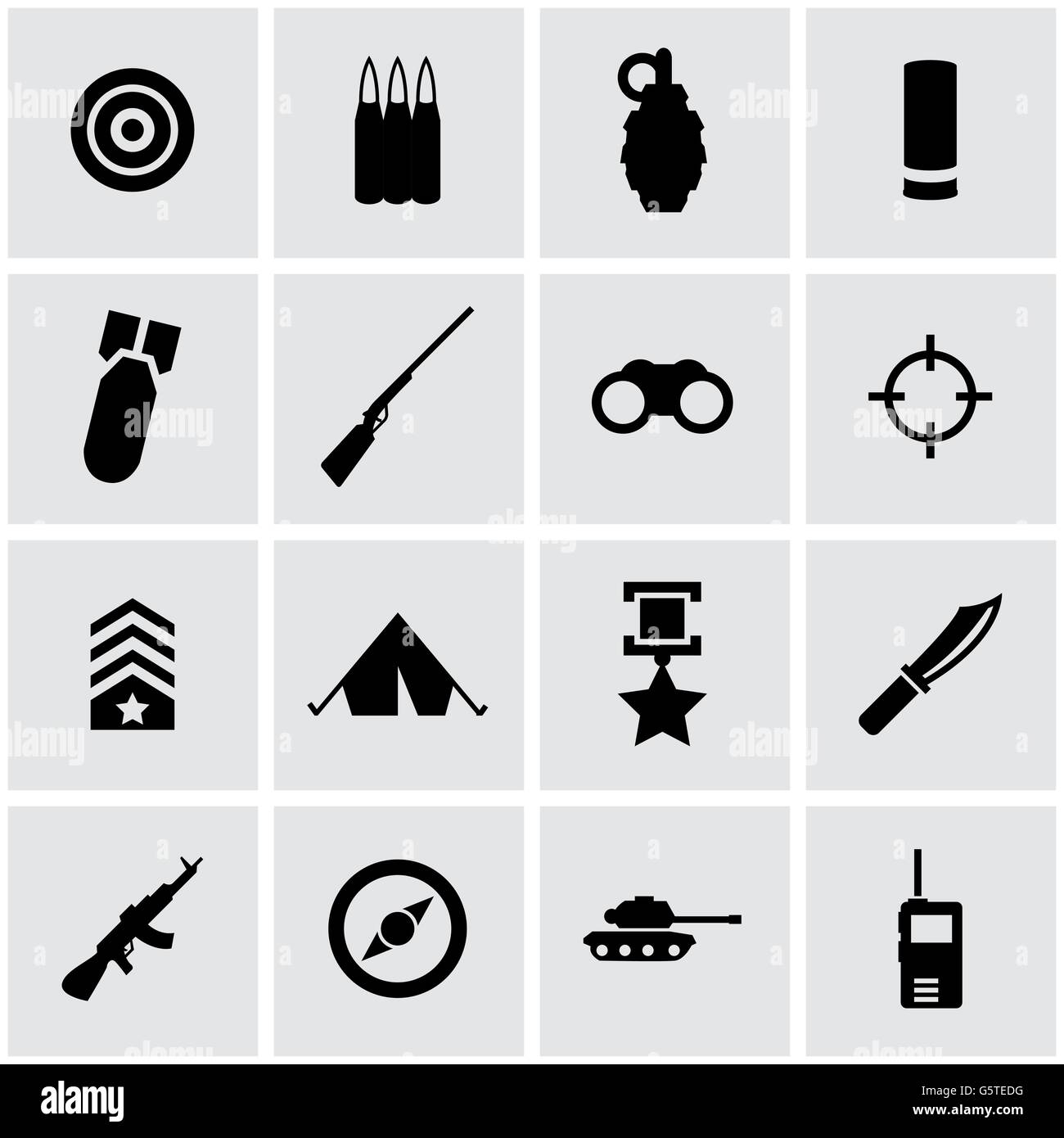 Vector black military icon set Stock Vector Image & Art - Alamy