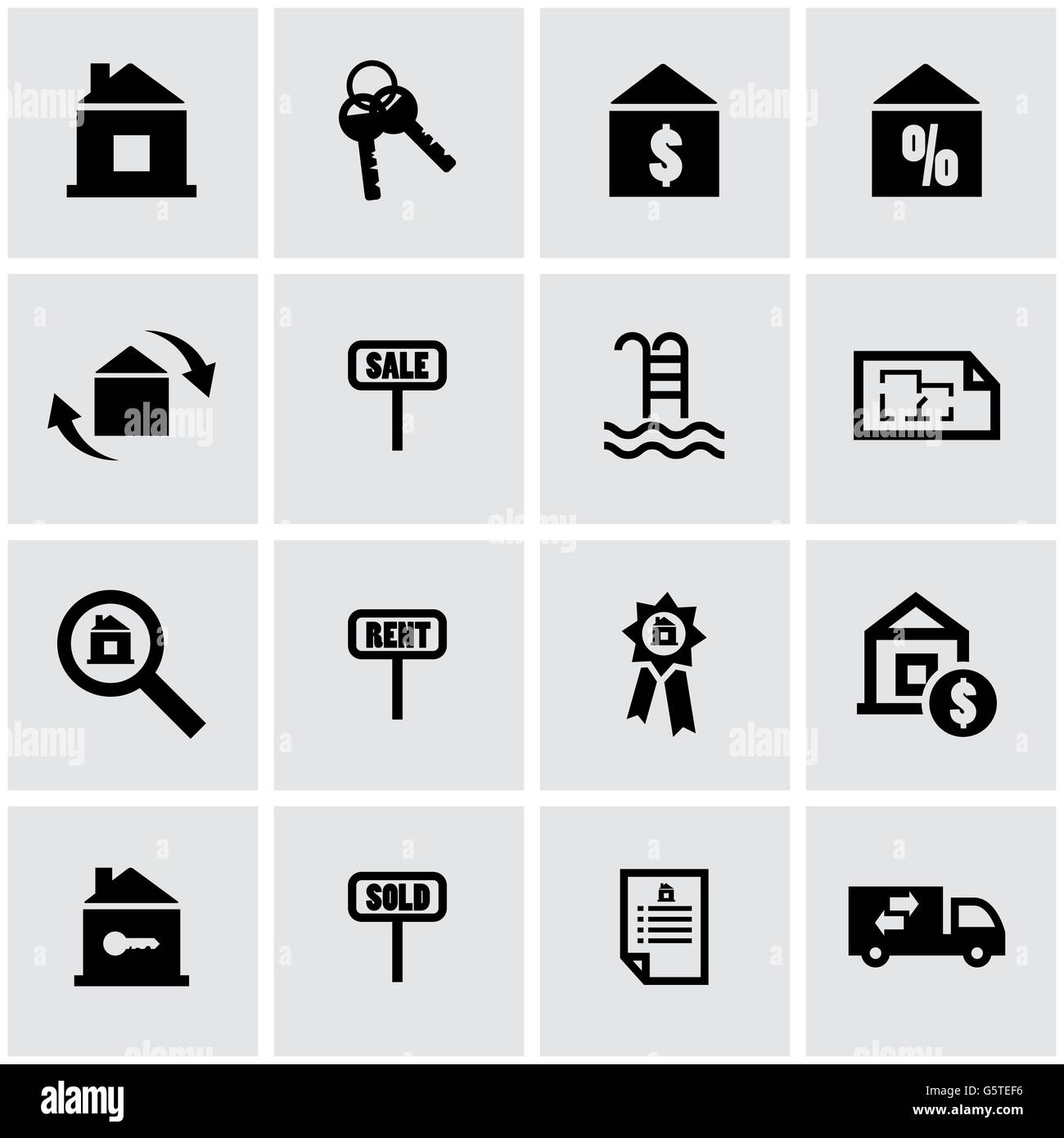 Vector black real estate icon set Stock Vector Image & Art - Alamy