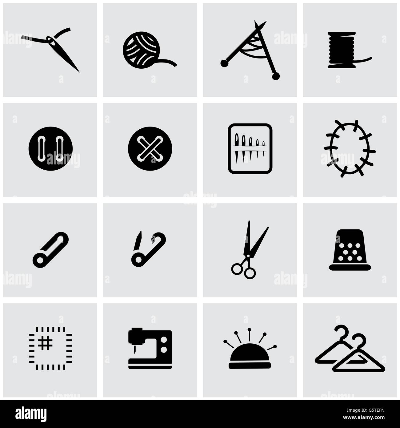 Vector black sewing icon set Stock Vector Image & Art - Alamy
