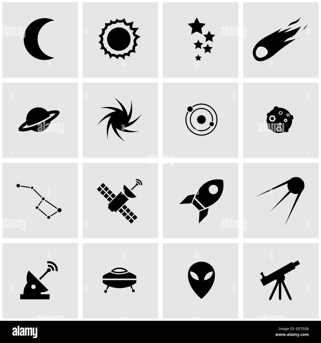 Vector black space icon set Stock Vector Image & Art - Alamy