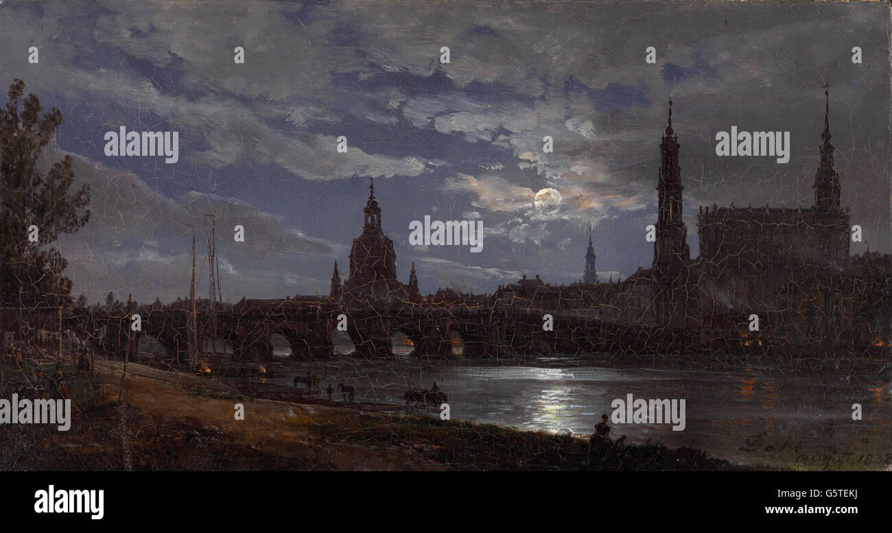 Johan christian dahl view of dresden by moonlight stock photo alamy