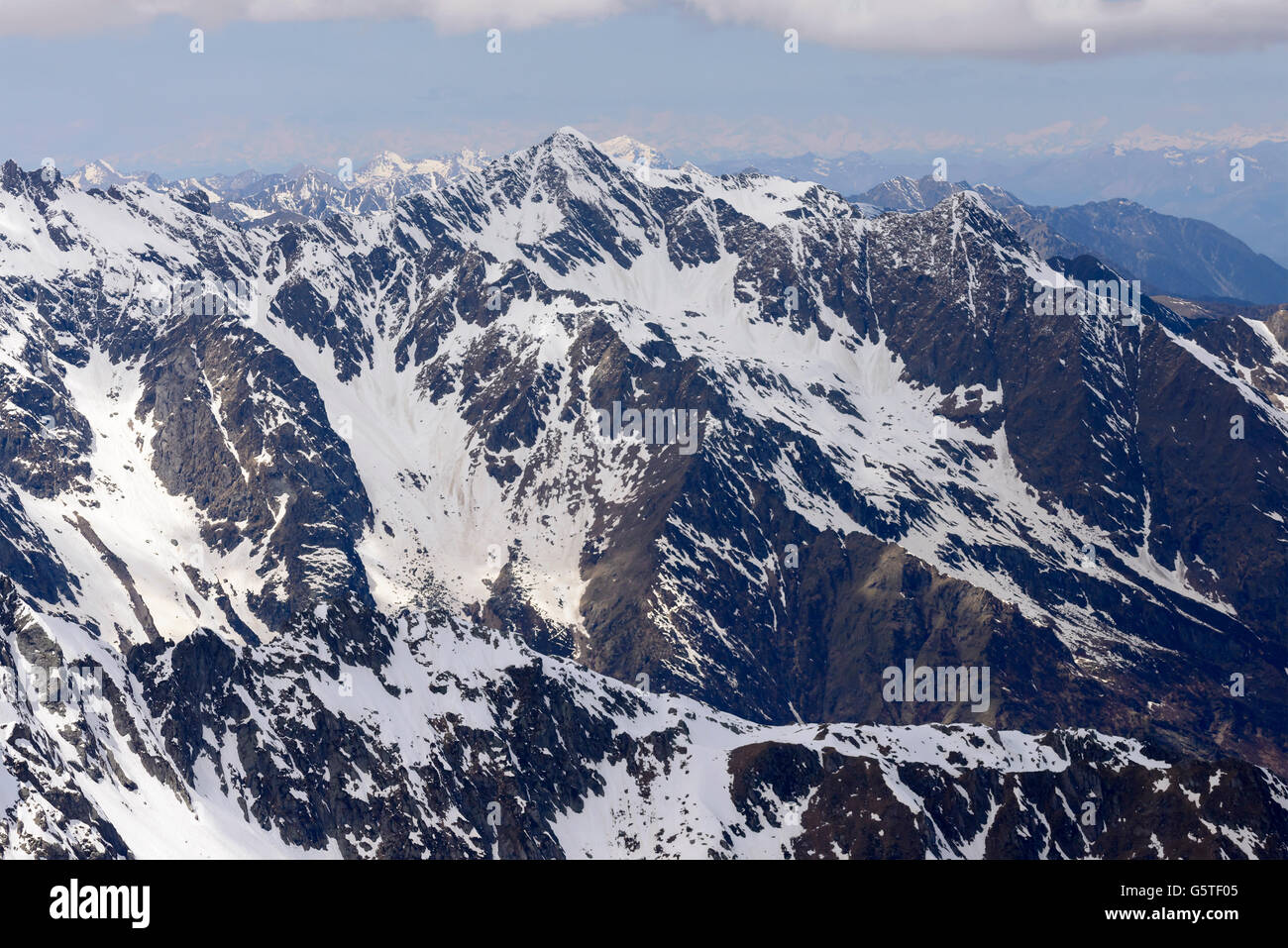 aerial of Devil peak range from east, Orobie, Italy Stock Photo