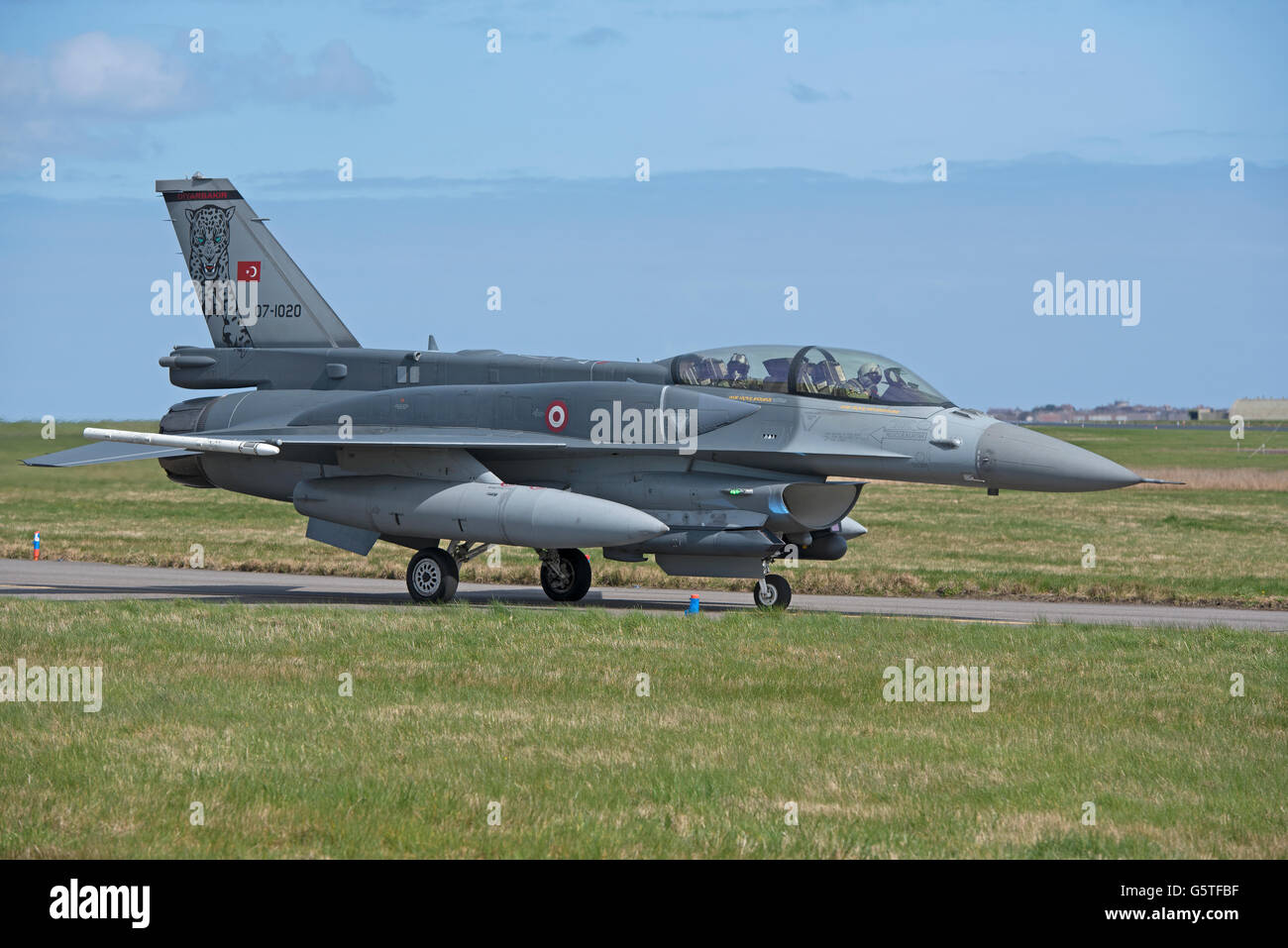 Turkish Air Force General Dynamics F16 Twin seat fighter Jet Serial Reg 07-1020 Joint RAF Lossiemouth Exercise. SCO 10,537. Stock Photo