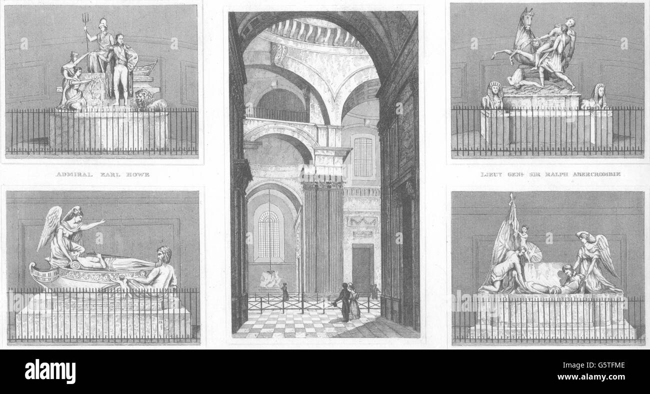 ST PAUL'S CATHEDRAL:Howe;Cuthbert Collingwood;John Moore;Ralph Abercrombie, 1832 Stock Photo