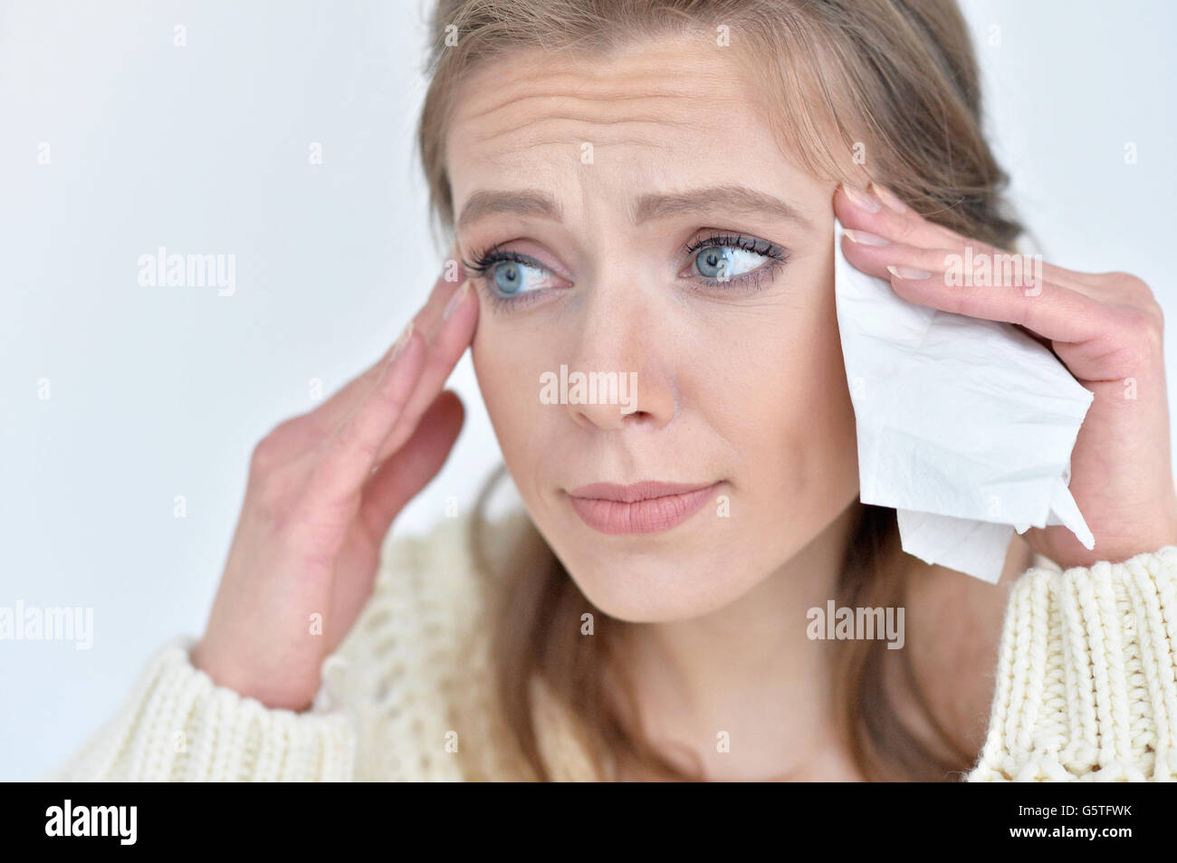 Portrait of a sick woman at home Stock Photo Alamy