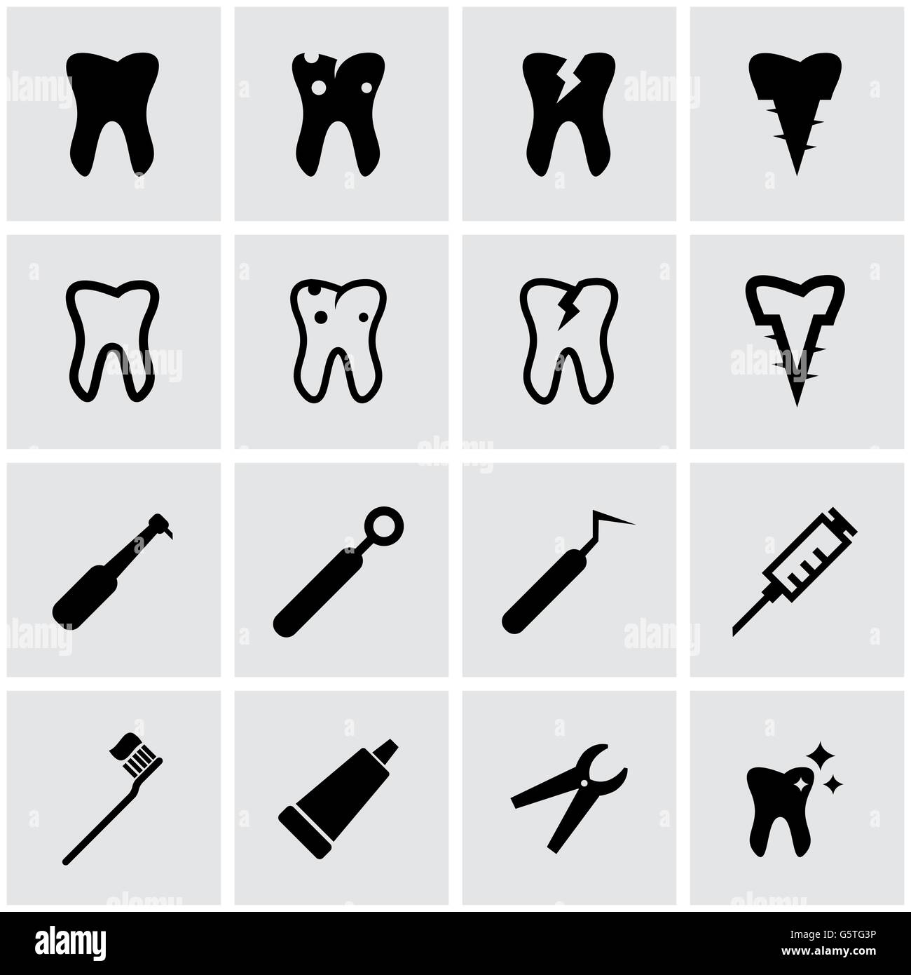 Vector black dental icon set Stock Vector Image & Art - Alamy