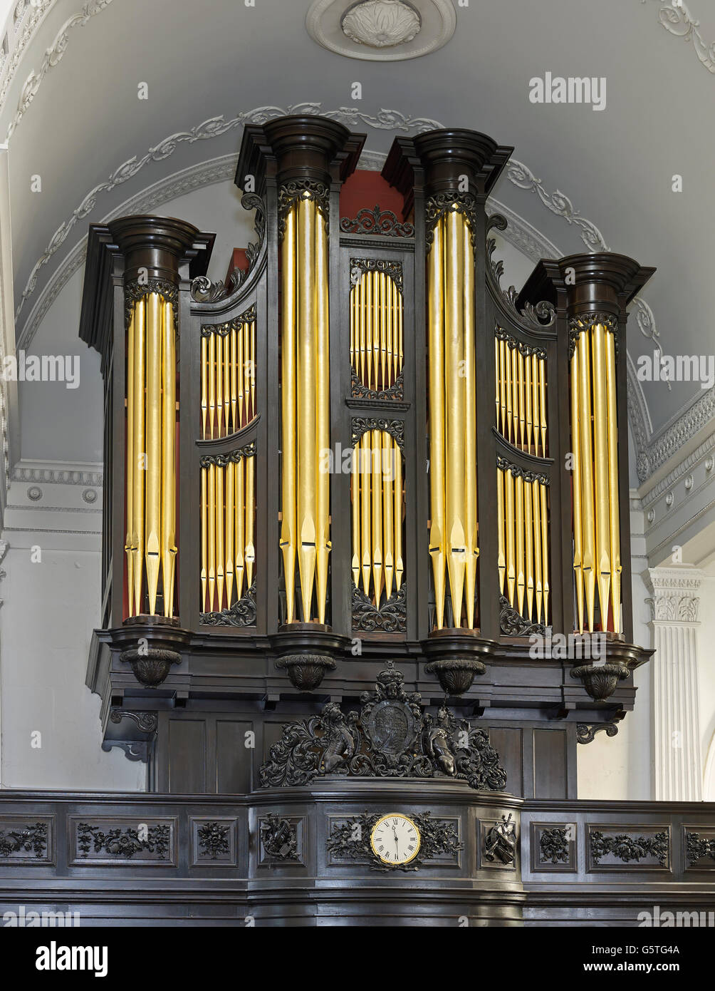 St Mary at Hill, church in the City of London, the organ Stock Photo