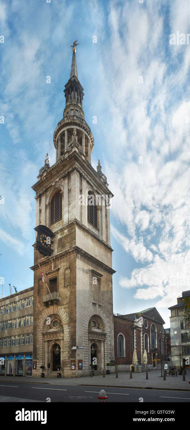 St Mary le Bow, church in the City of London, tower by Christopher Wren, 1670s Stock Photo