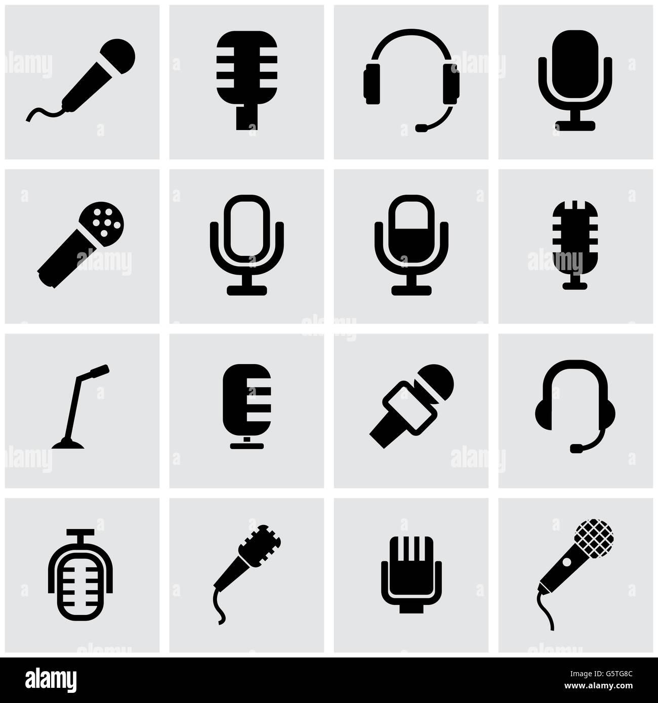 Vector black microphone icon set Stock Vector Image & Art - Alamy