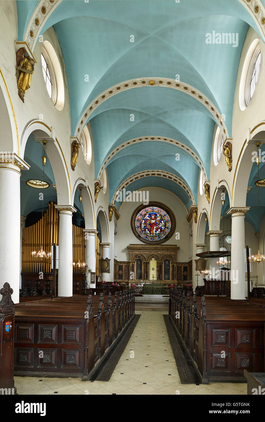 St Michael Cornhill, church in the City of London, the nave remodelled  by Geroge Gilbert Scott in 1850s Stock Photo