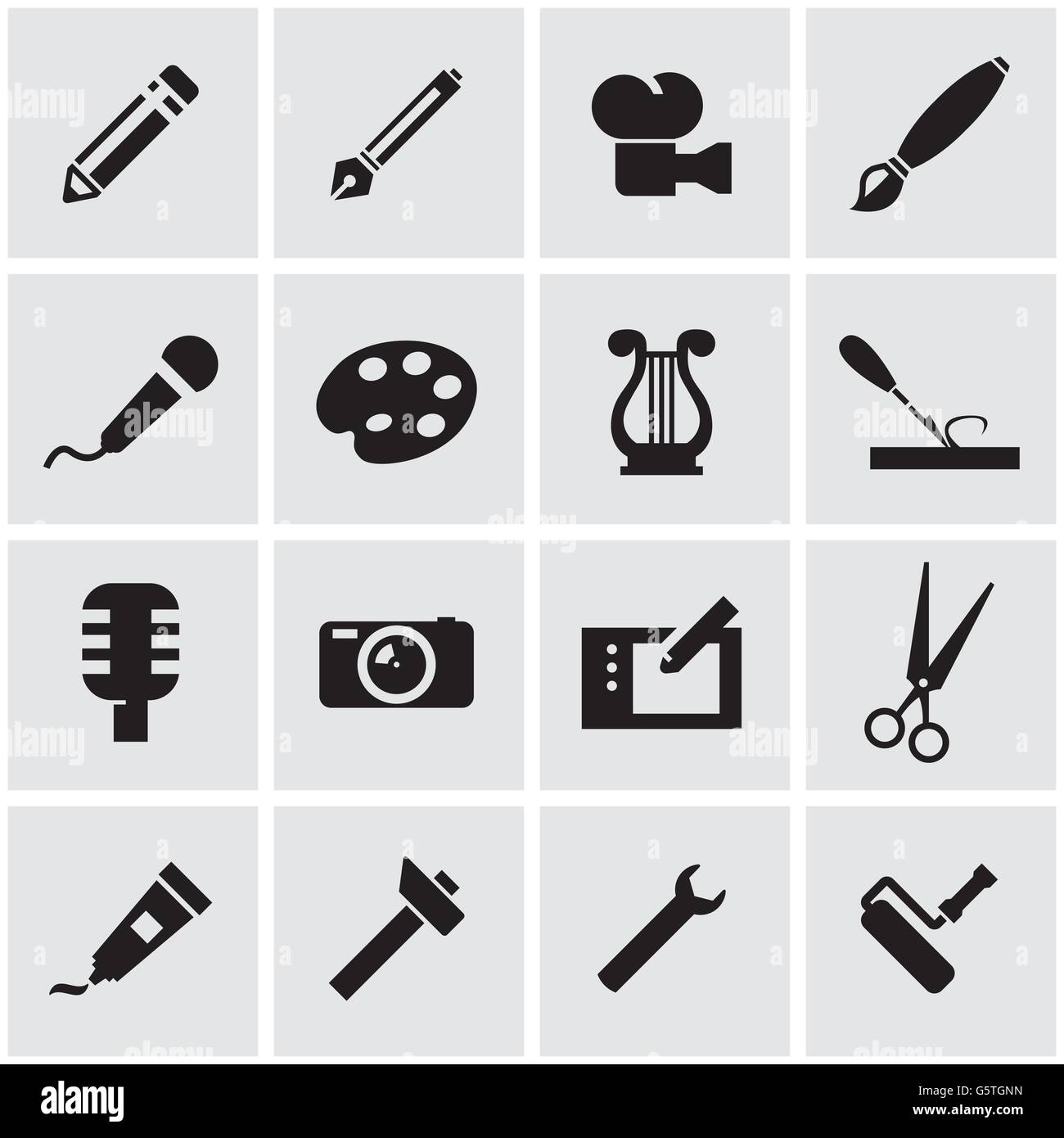 Vector black art tool icon set Stock Vector Image & Art - Alamy