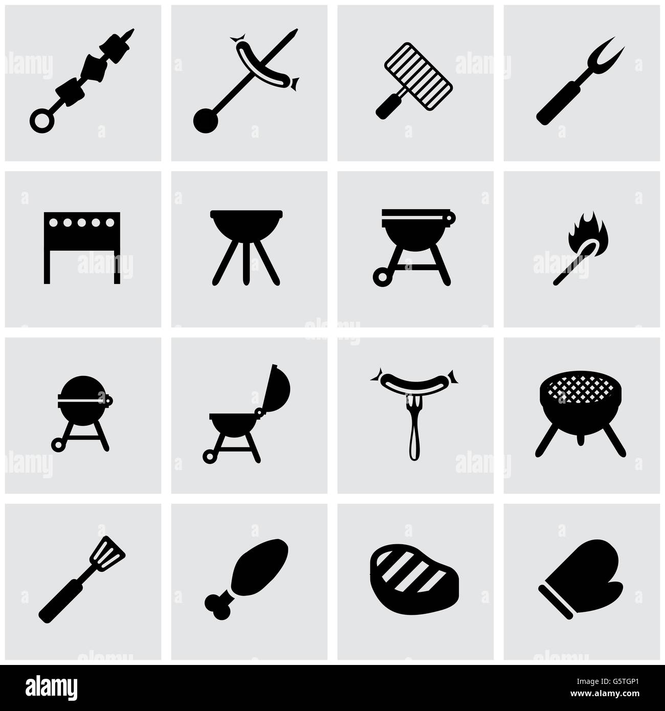 Vector black barbecue icon set Stock Vector Image & Art - Alamy