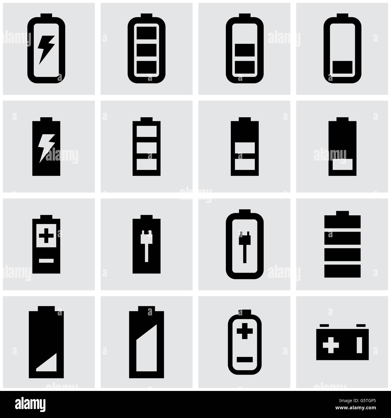 Vector black battery icon set Stock Vector Image & Art - Alamy