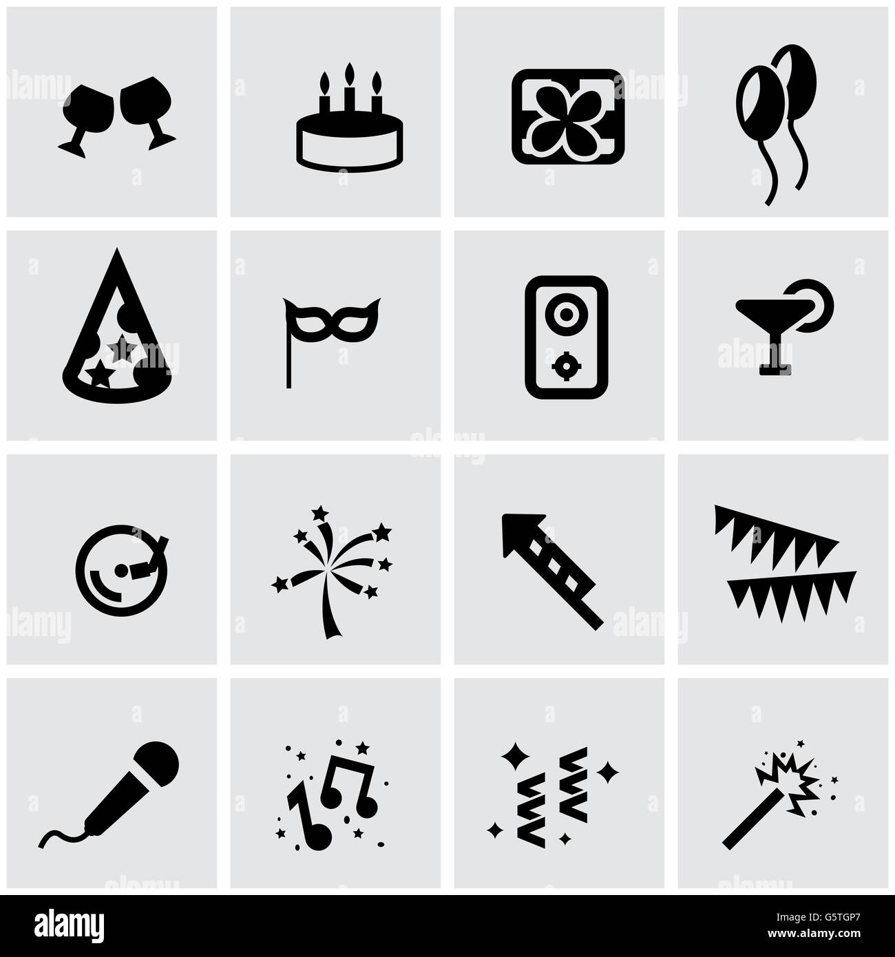 Vector black birthday icon set Stock Vector Image & Art - Alamy