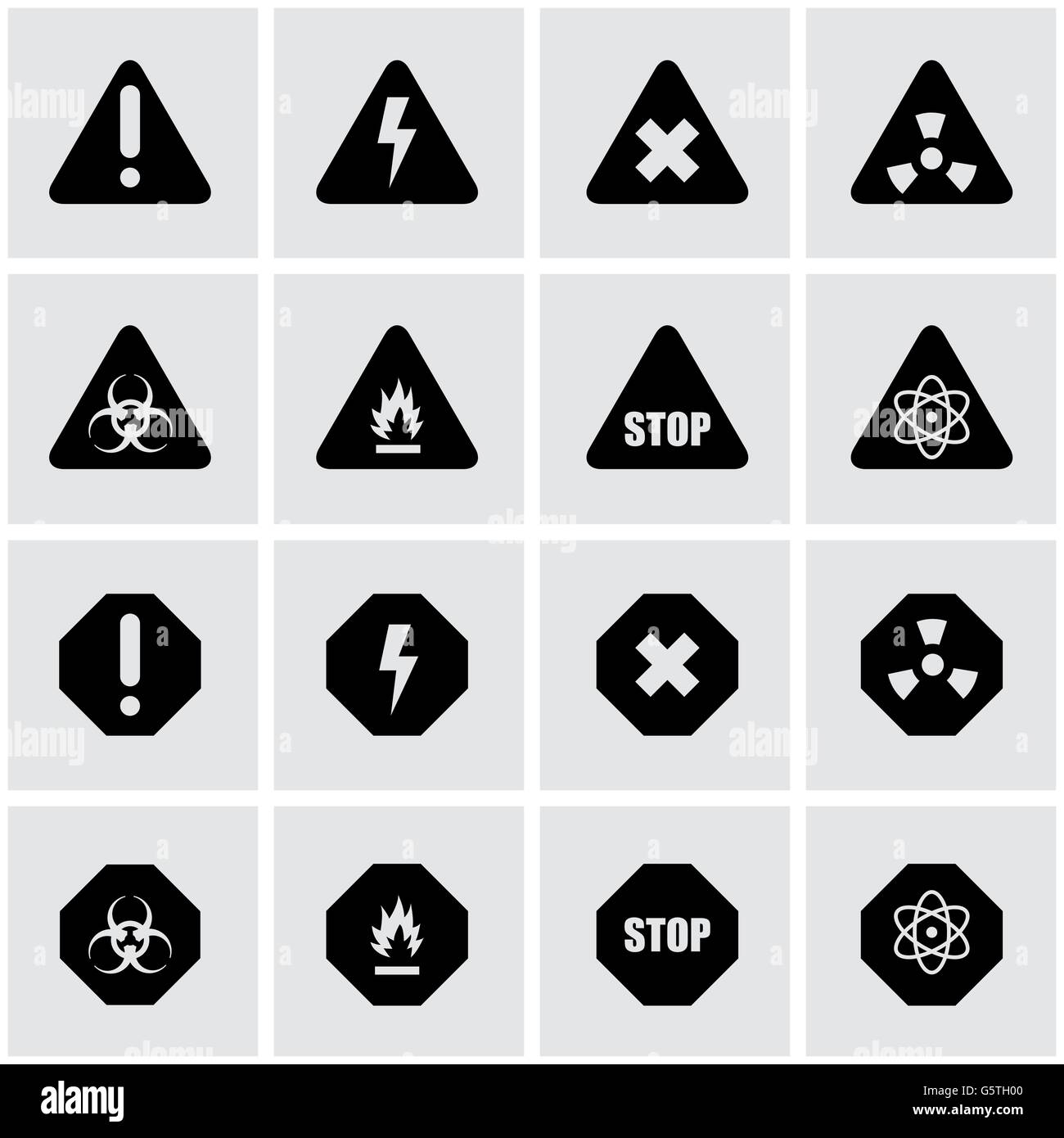Vector black danger icon set Stock Vector Image & Art - Alamy