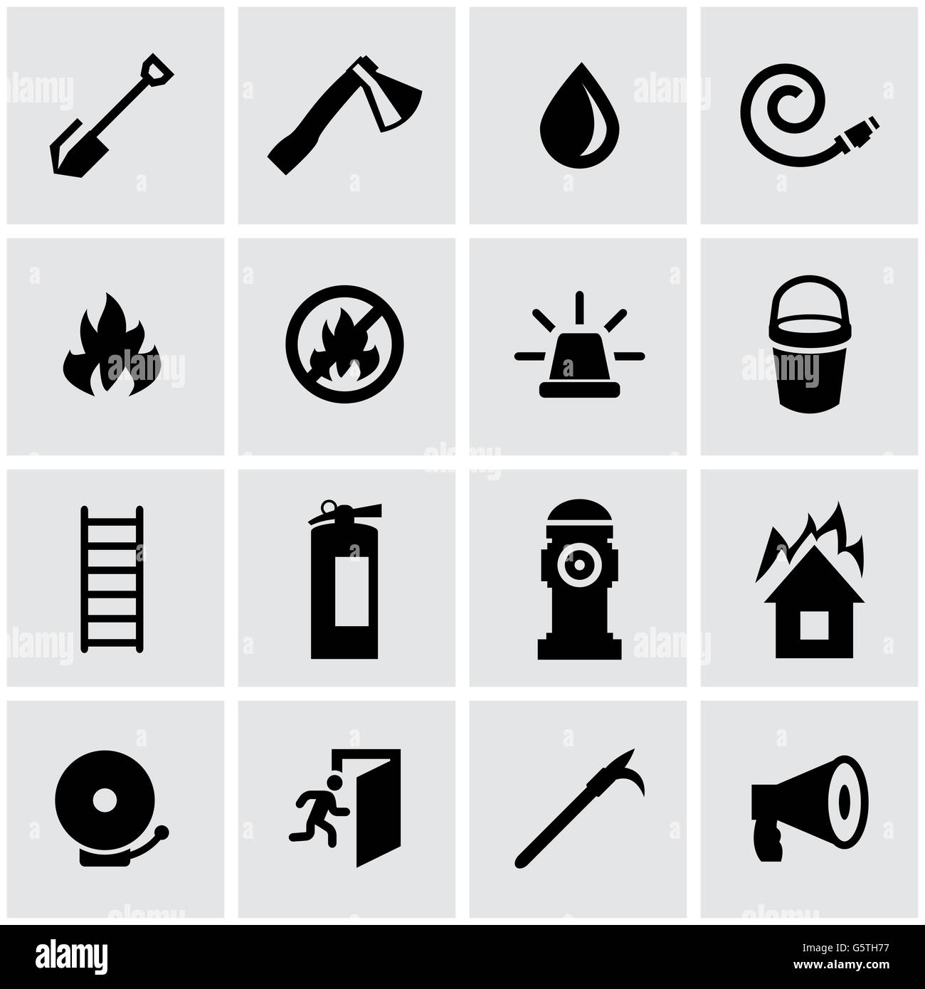 Vector black firefighter icon set Stock Vector Image & Art - Alamy