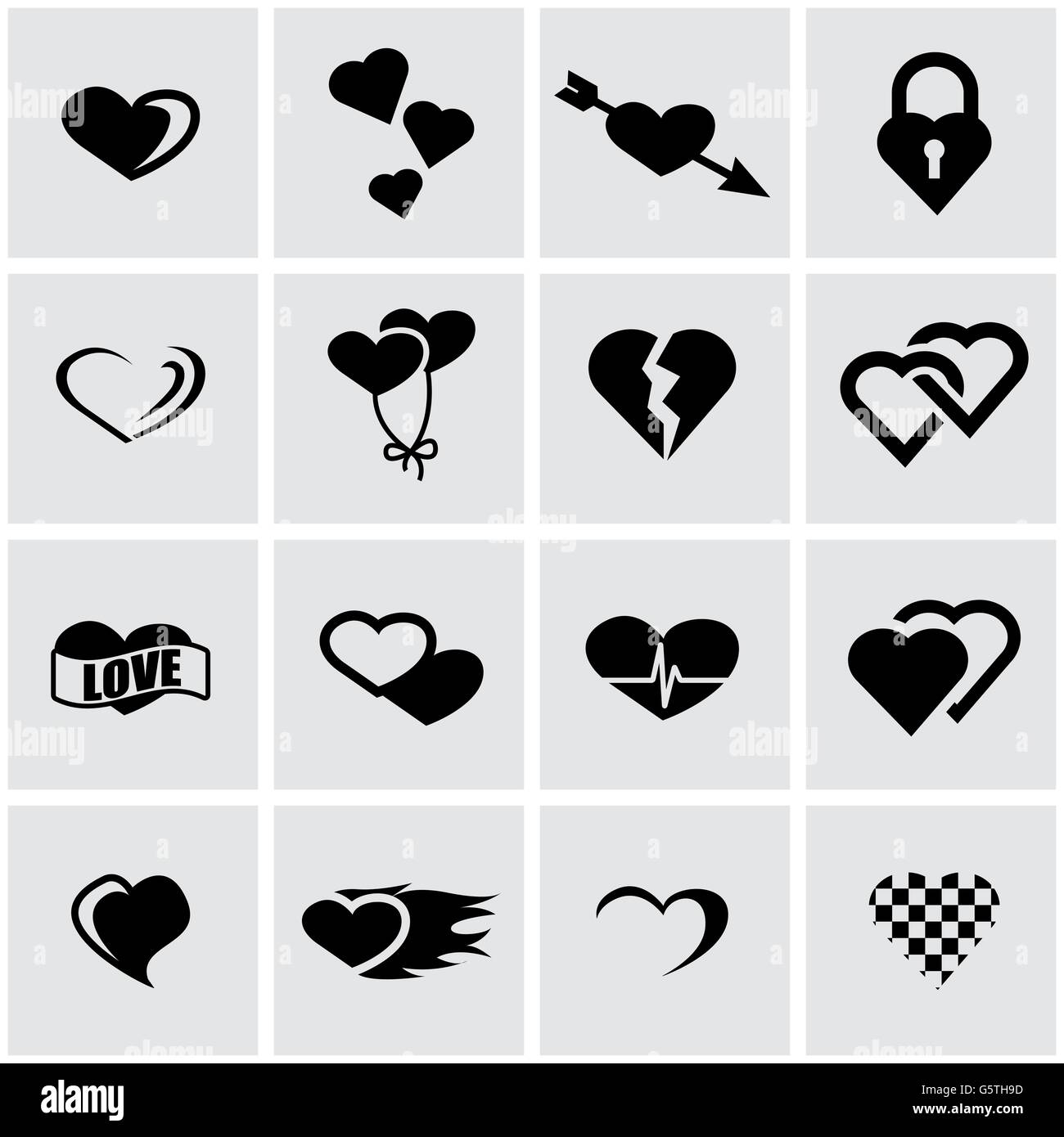 Vector black heart icon set Stock Vector Image & Art - Alamy