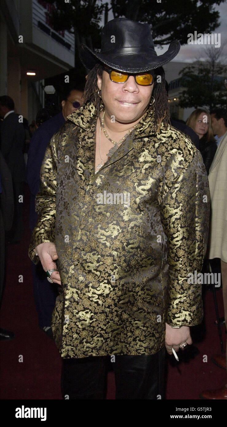 Rick James arrives to the Los Angeles premiere of Spike Lee's movie Jim Brown: All American. 06/08/04: Funk legend Rick James, best known for the 1981 hit Super Freak before his career collapsed in a cloud of violent drug charges, died Friday August 6, 2004. He was 56. James died in his sleep at his home near Universal City in Los Angeles, apparently of natural causes, said his publicist, Sujata Murthy. Stock Photo