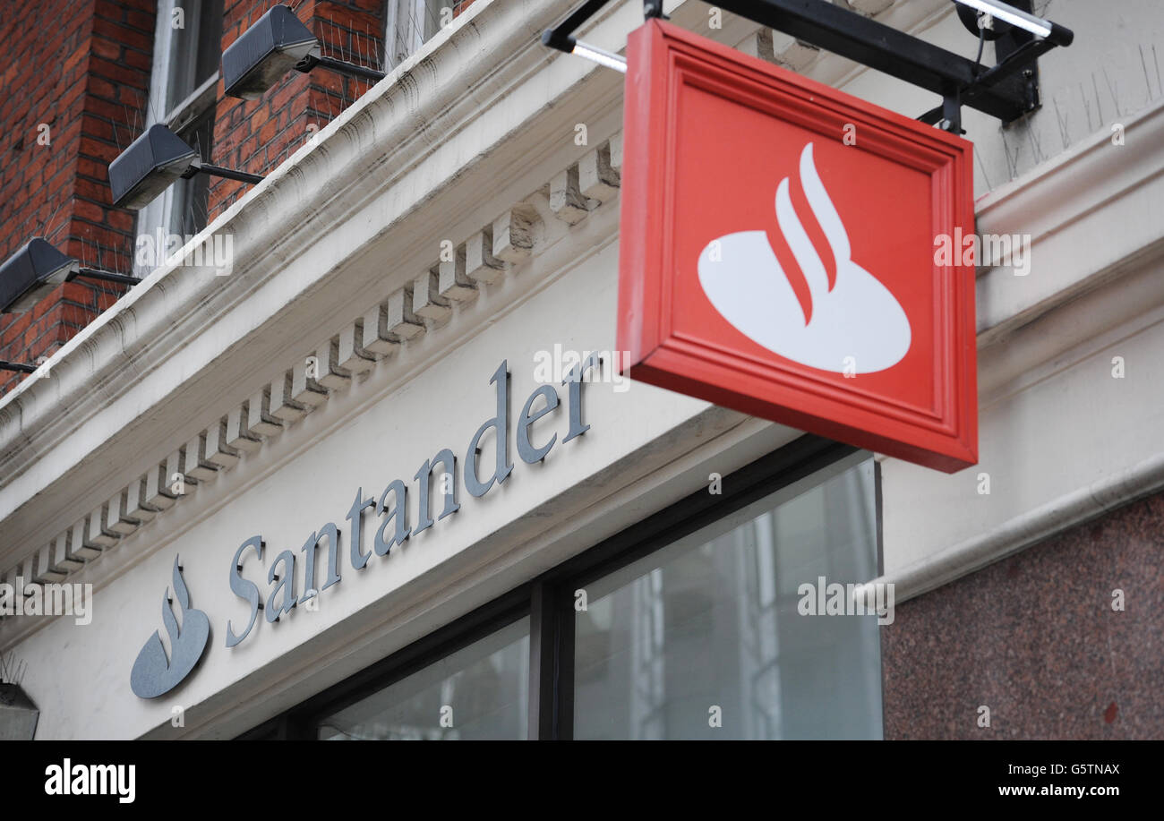 Santander stock. Stock photographs of a branch of the bank Santander in Victoria Street, London today. Stock Photo