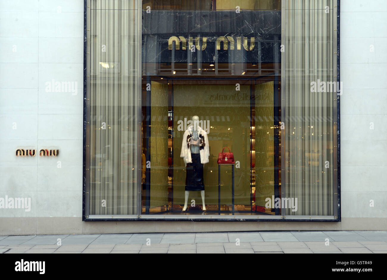 Stock image of the Miu Miu shop in New Bond Street, London. Stock Photo