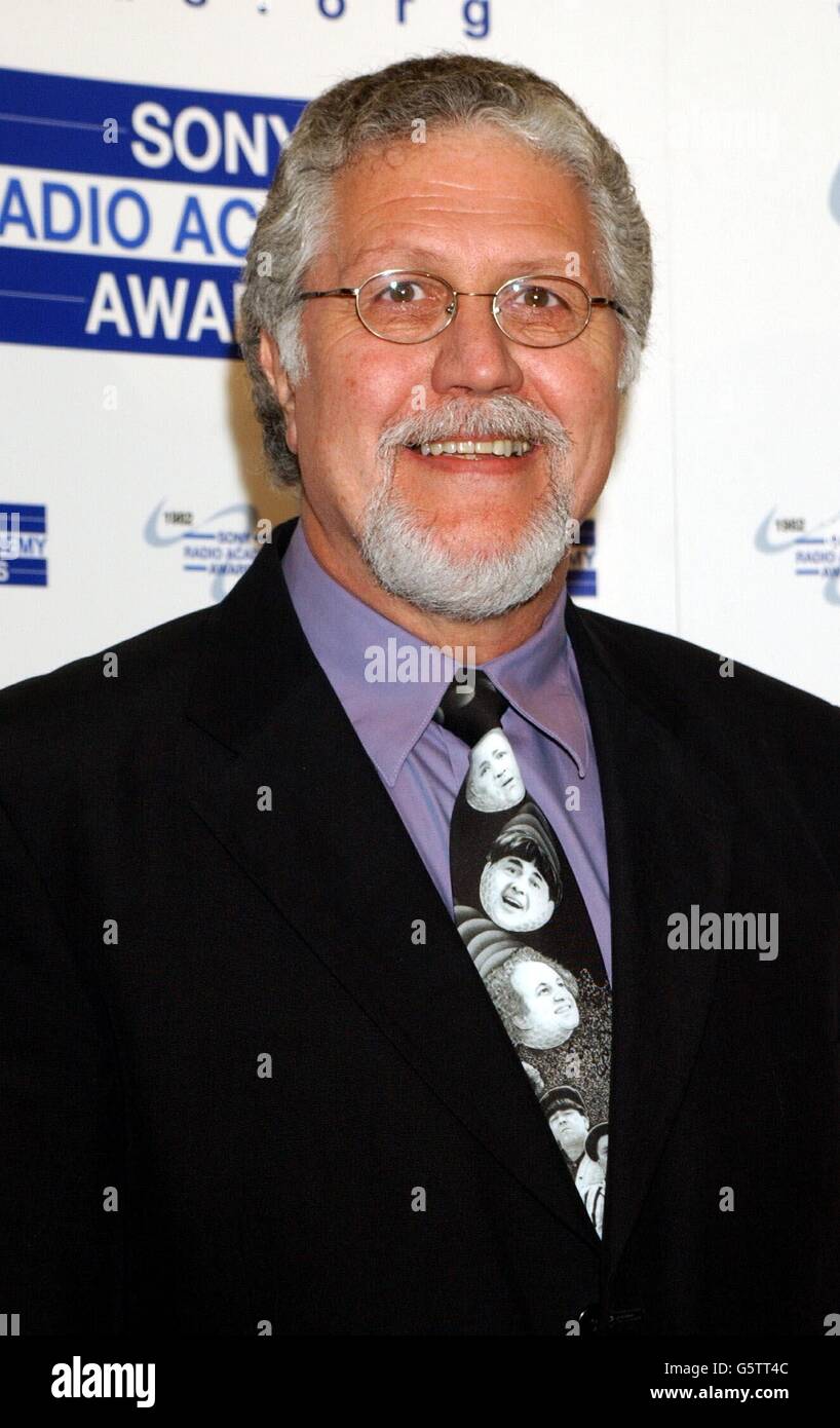 Dave Lee Travis arriving at the Sony Radio Academy Awards 2002 at the Grosvenor House Hotel in London. Stock Photo