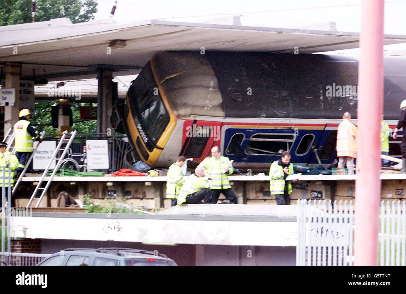 The scene of the rail crash, Potters Bar, Hertfordshire. A West Anglia