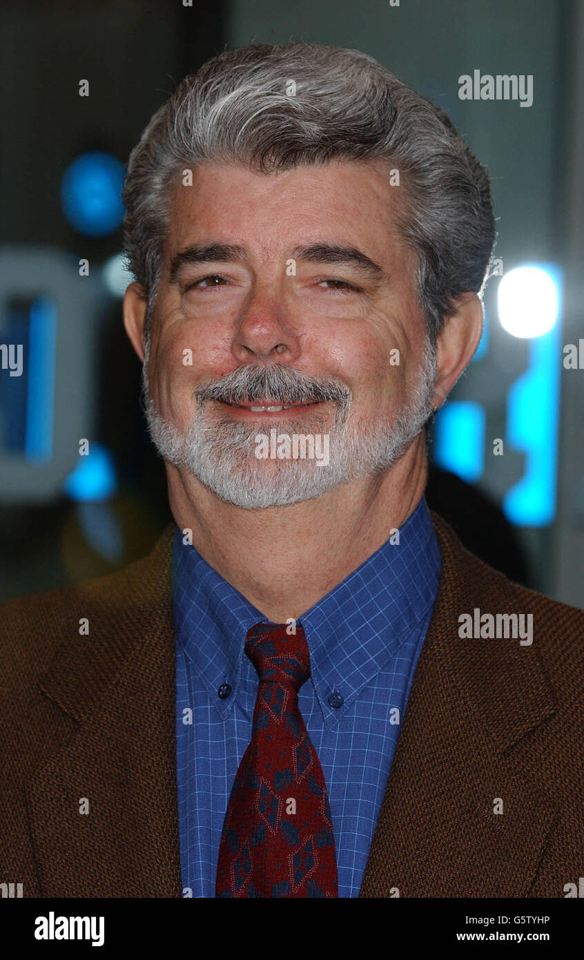 George Lucas arrives for the charity premiere of Star Wars: Episode II - Attack of the Clones at The Odeon Leicester Square in London. Stock Photo
