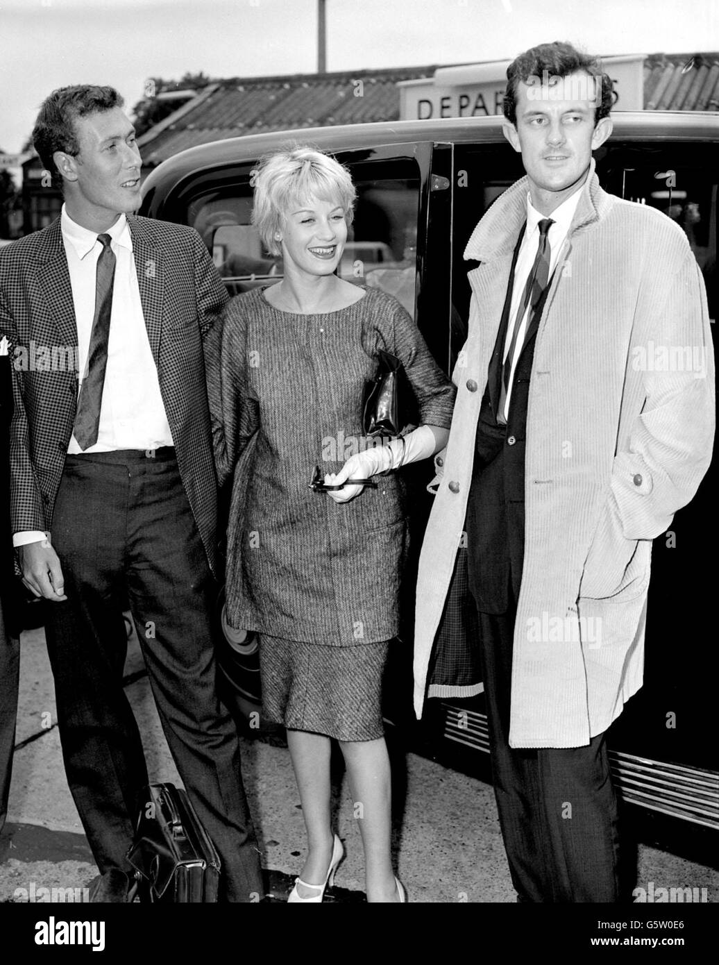 Playwright John Osborne pictured here with his wife Mary Ure and Tony Richardson. Stock Photo