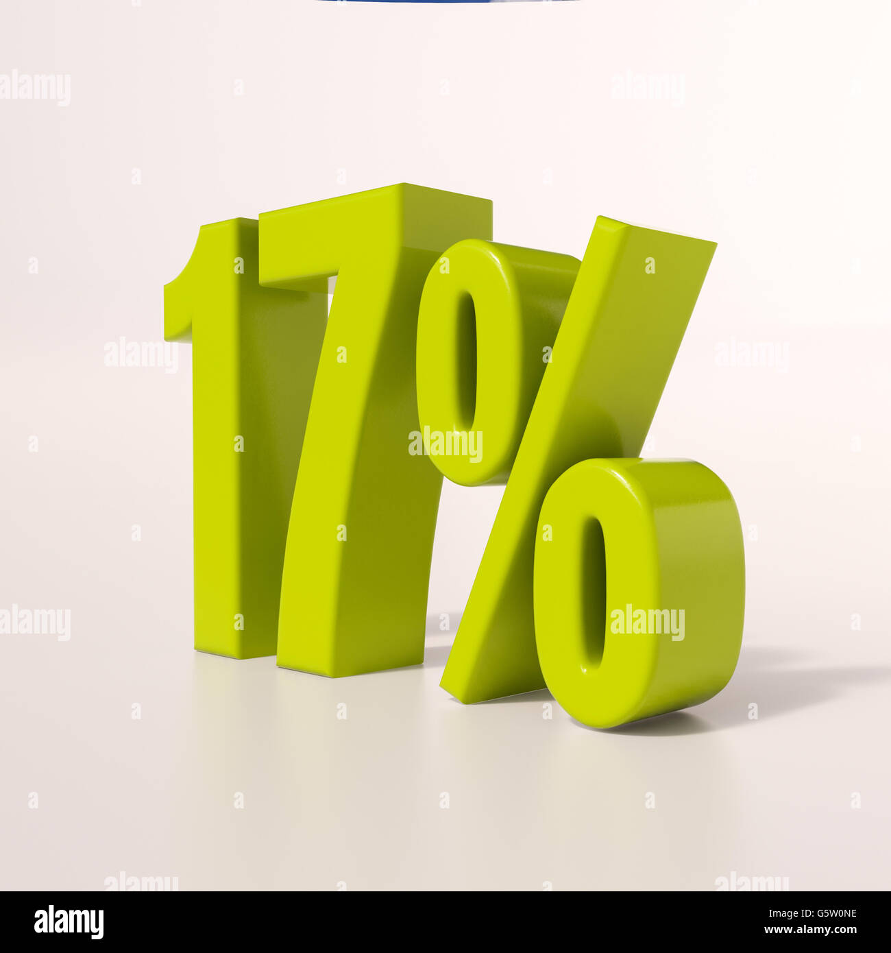 3d render: green 17 percent, percentage discount sign on white, 17 ...
