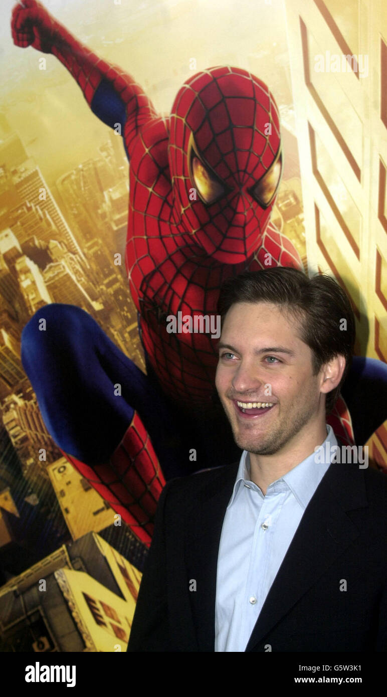 Spider-Man film premiere. Tobey Maguire arrives at the premiere of Spider-Man at the Mann's Theatre in Westwood Village, Los Angeles. Stock Photo