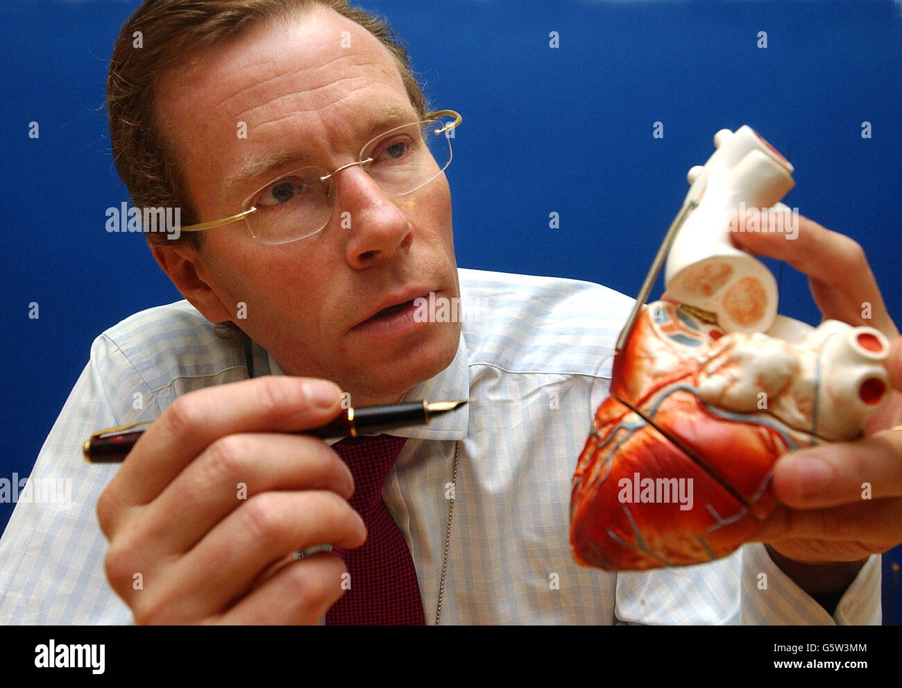Nicholas Fisk, Professor of obstetrics and gynaecology at a press conference at Queen Charlotte's and Chelsea Hospital in west London, where doctors gave details to journalists about conjoined twins. The twins share one heart and one liver. *... and doctors say can only survive for a matter of months unless they are separated. Stock Photo