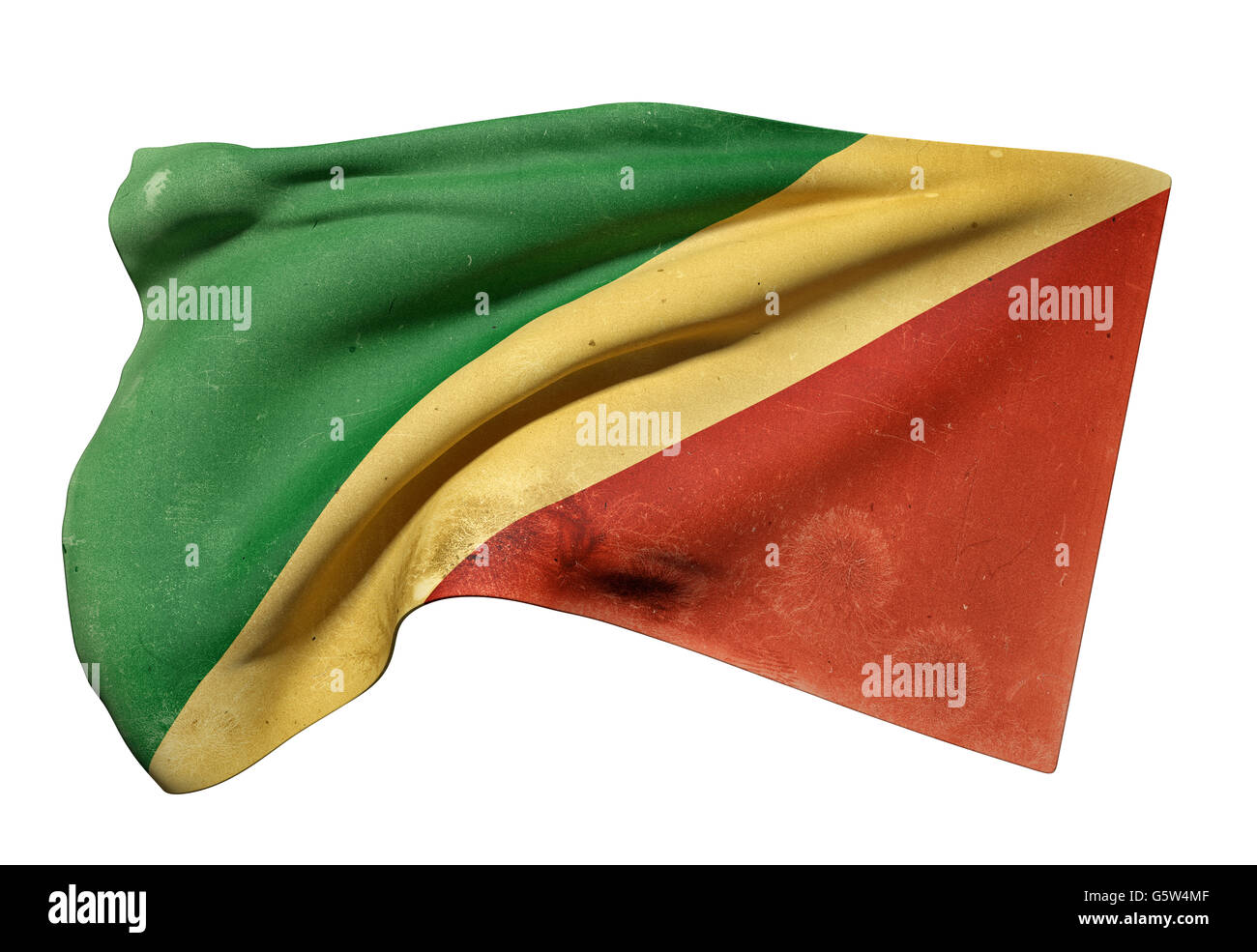 3d rendering of Republic of a dirty and old Congo flag waving on a ...