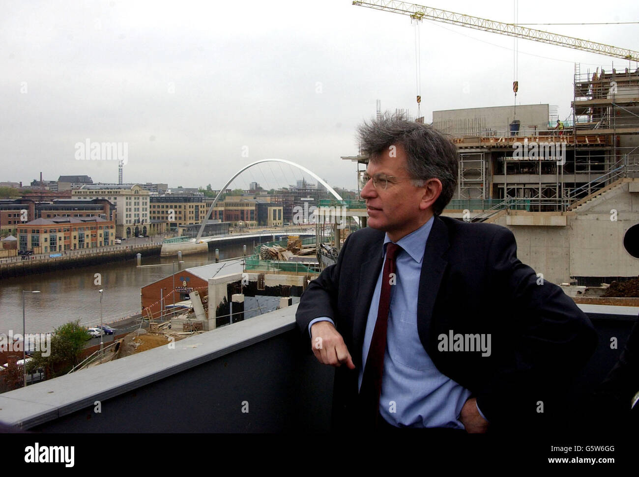 Transport Secretary Stephen Byers looks out across Newcastle while visiting regeneration projects on Tyneside to promote regional government. The under fire Transport minister remained defiant in the face of calls urging him to resign. *...Mr. Byers stressed he wanted to deal with the issues that matter and had nothing to add to the debate on whether he should stand down over the controversy of how the transport spokesman Martin Sixsmith came to leave his post. Stock Photo