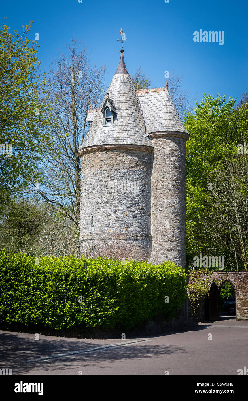 The old water tower at Trelissick which is now a holiday home on the estate Stock Photo