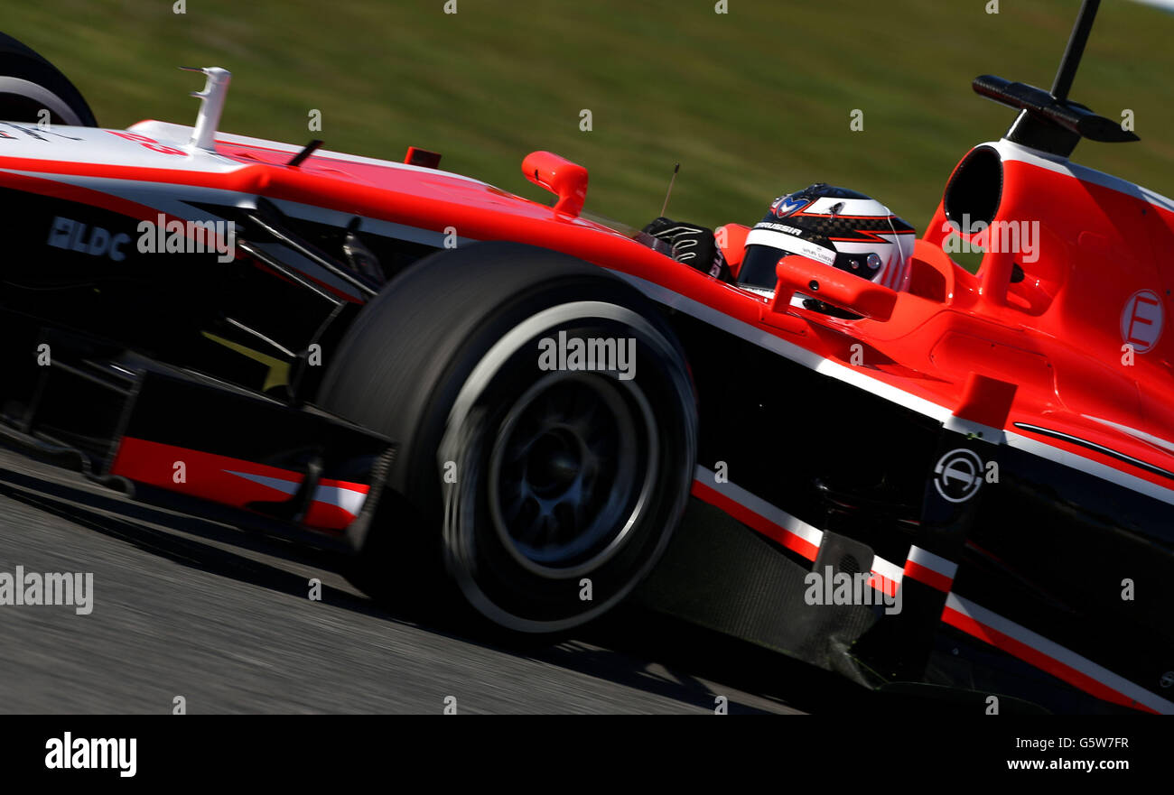 Marussia's Max Chilton during testing at Circuito de Jerez, Jerez, Spain. Stock Photo