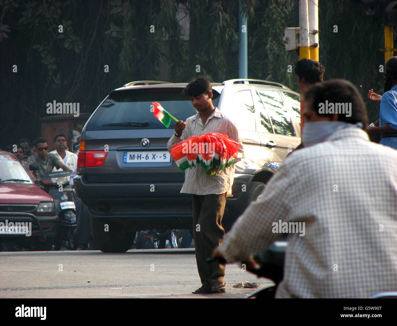 A poor Flag seller selling flags on the eve of Independence day in