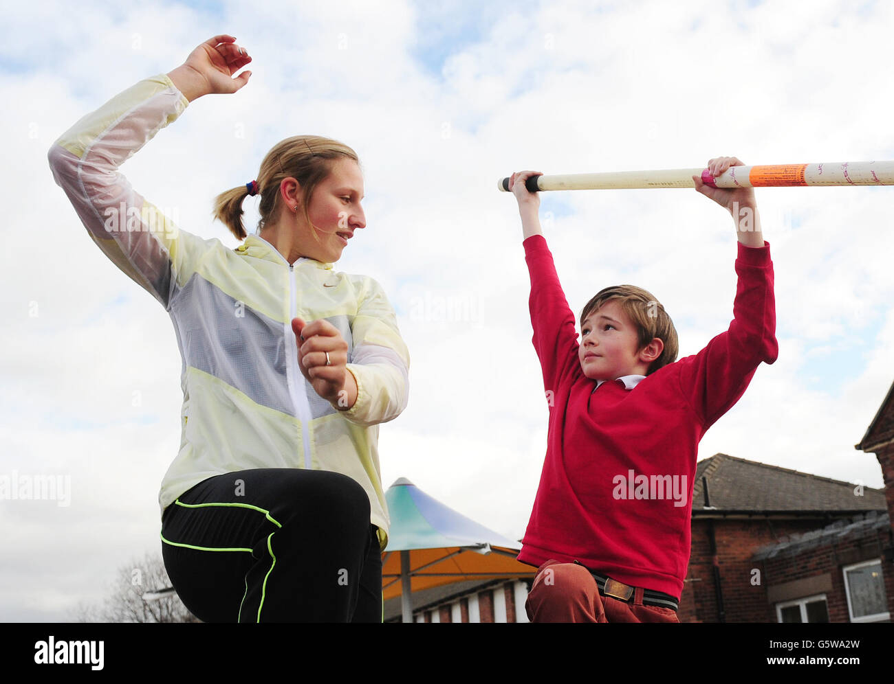 British pole vault record holder Holly Bleasdale shows ten year old